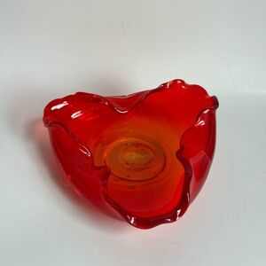 •Vintage LE Smith Amberina Folded Edge Ashtray•